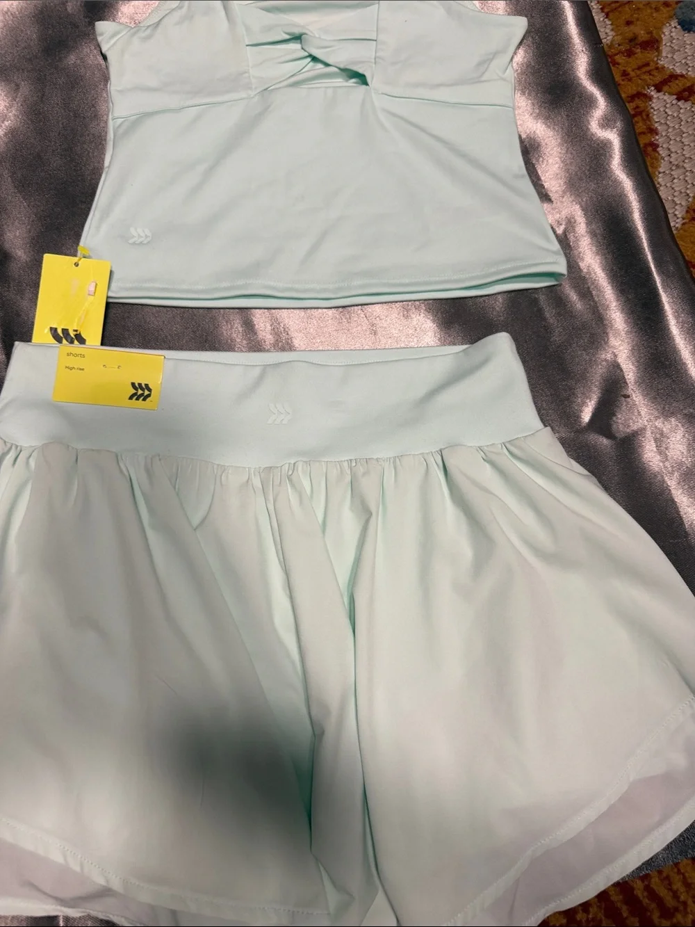 all in motion Mint Green Athletic Crop Top and Skort Set